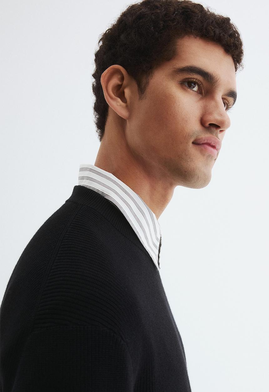 H&M - Regular fit rib-knit jumper - black