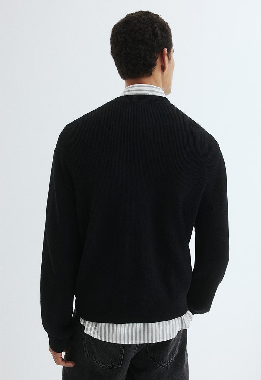 H&M - Regular fit rib-knit jumper - black
