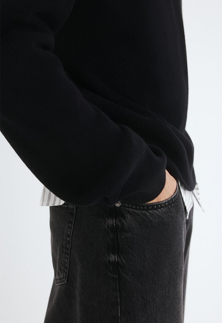 H&M - Regular fit rib-knit jumper - black