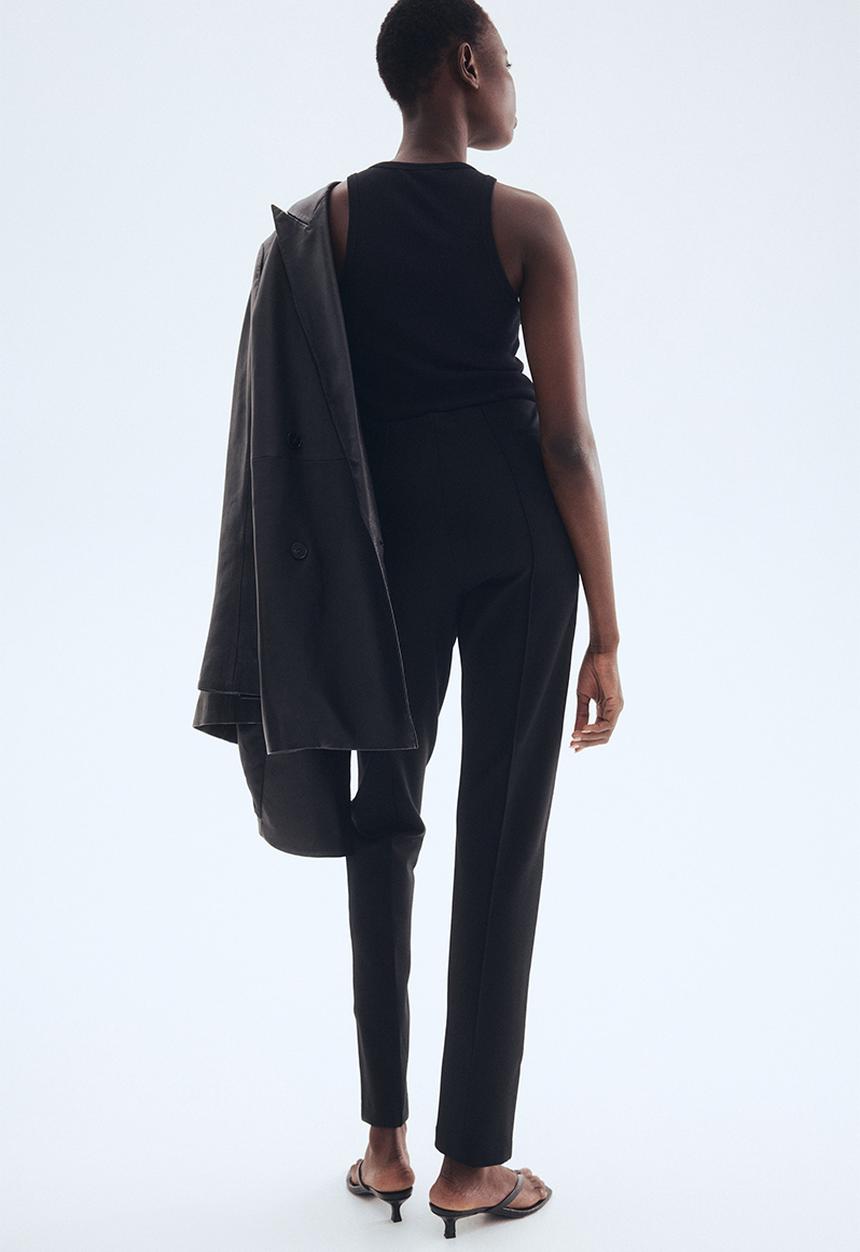 Zip-hem interlock trousers - black - 1308448001