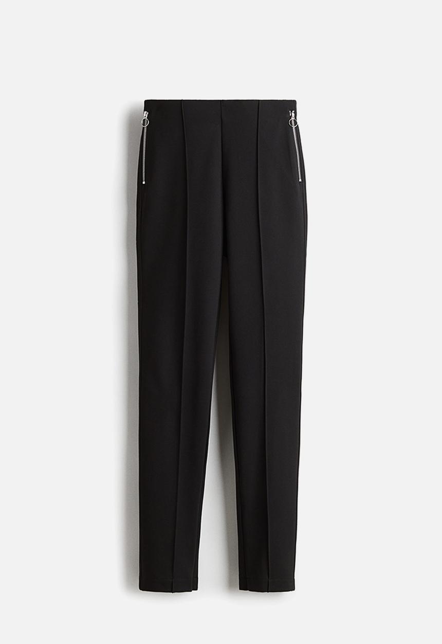 H&M - Zip-hem interlock trousers - black