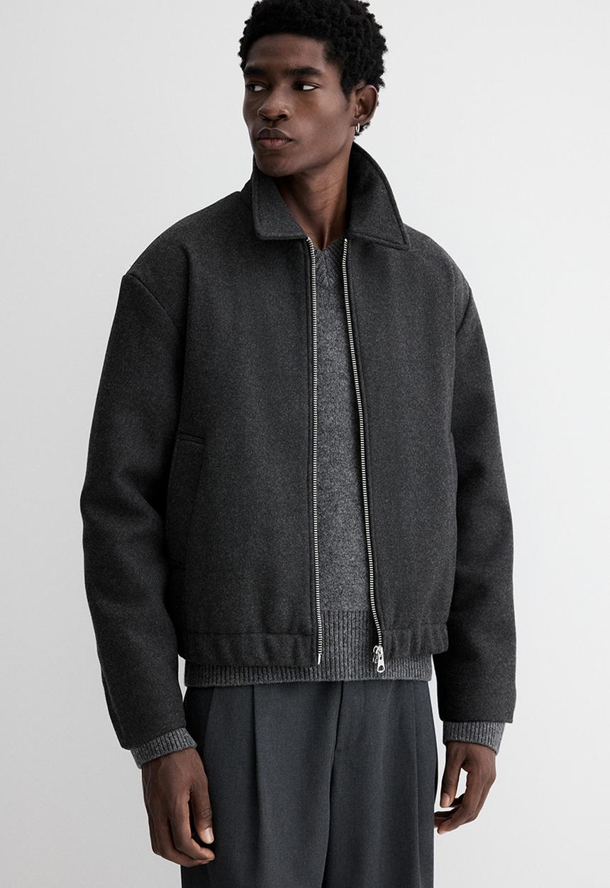 H&M - Regular fit felted shacket - dark grey