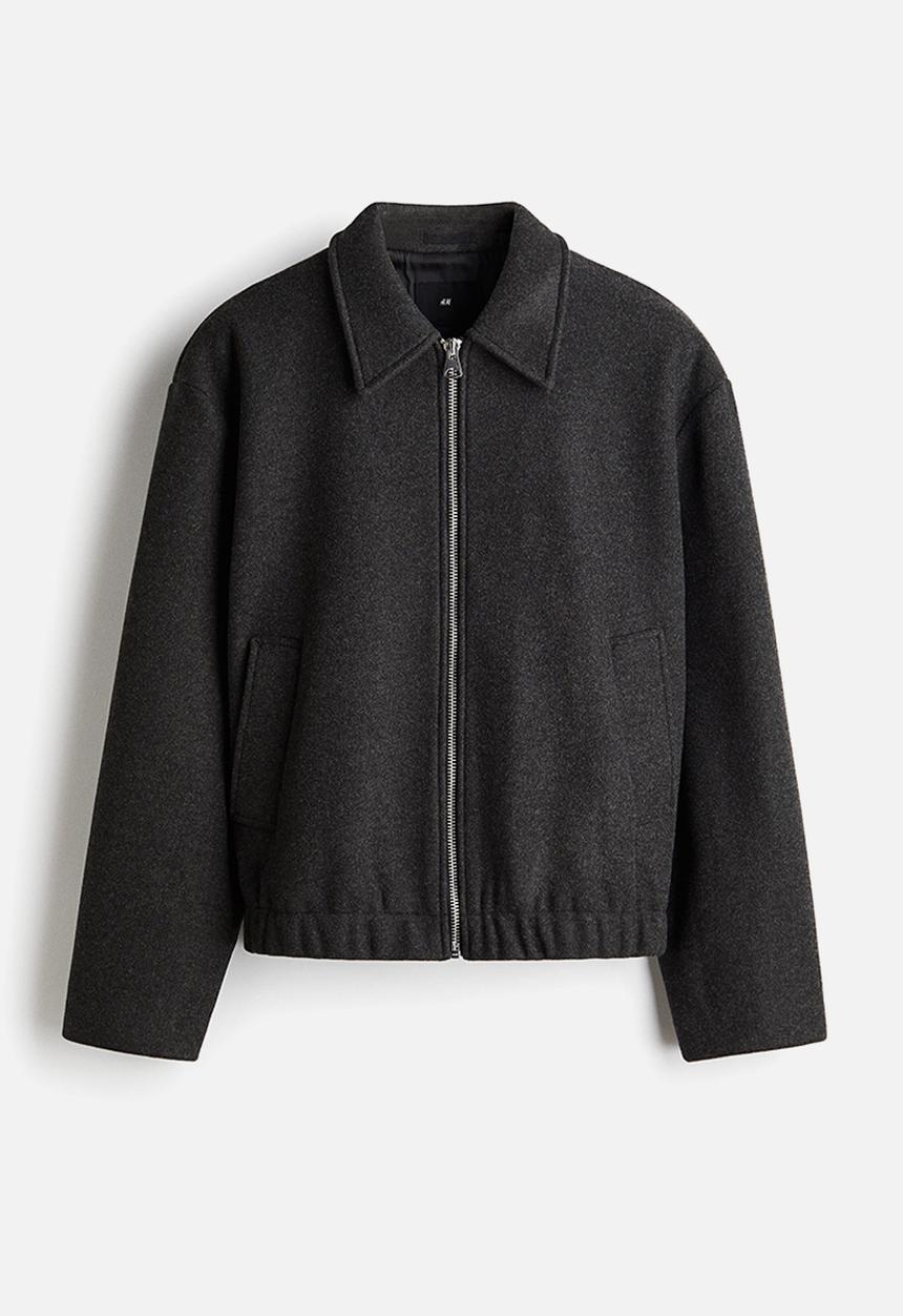H&M - Regular fit felted shacket - dark grey