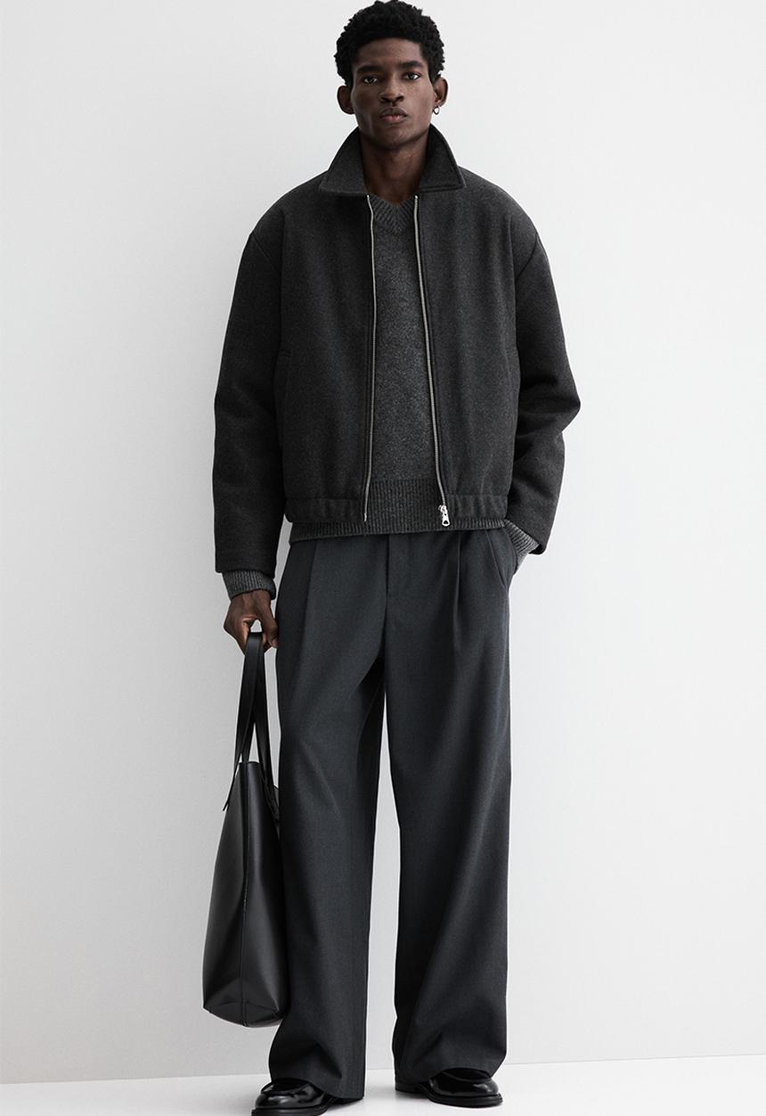 H&M - Regular fit felted shacket - dark grey
