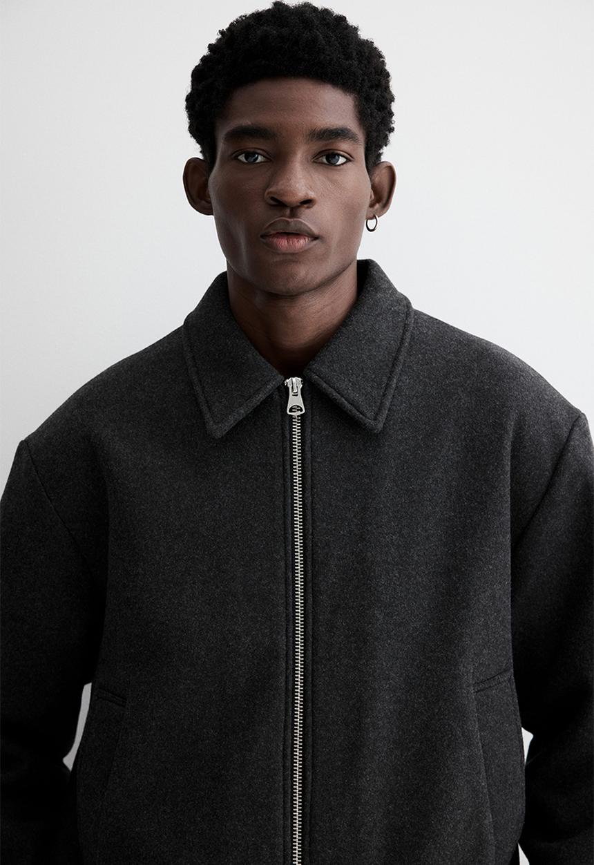 H&M - Regular fit felted shacket - dark grey