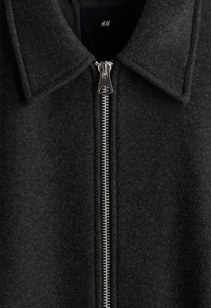 H&M - Regular fit felted shacket - dark grey