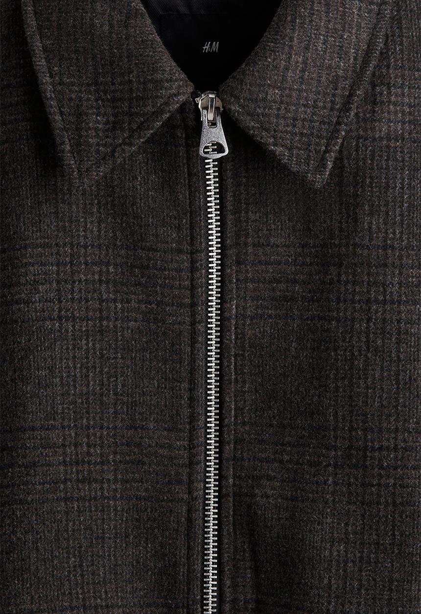 H&M - Regular fit felted shacket - dark brown