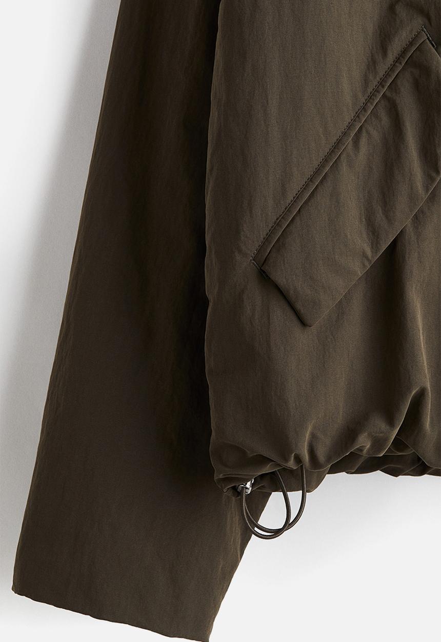 H&M - Loose fit nylon bomber jacket - dark khaki green