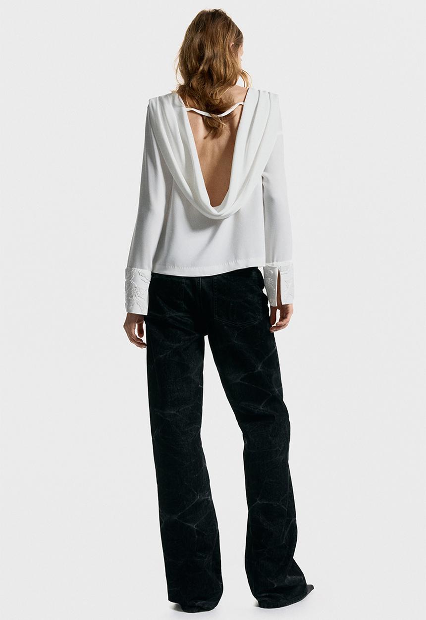 H&M - Flocked jeans - black