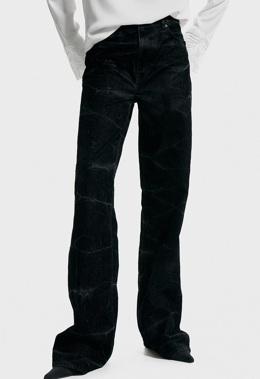 H&M - Flocked jeans - black