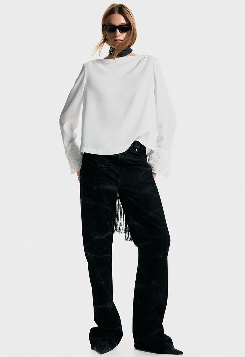 H&M - Flocked jeans - black
