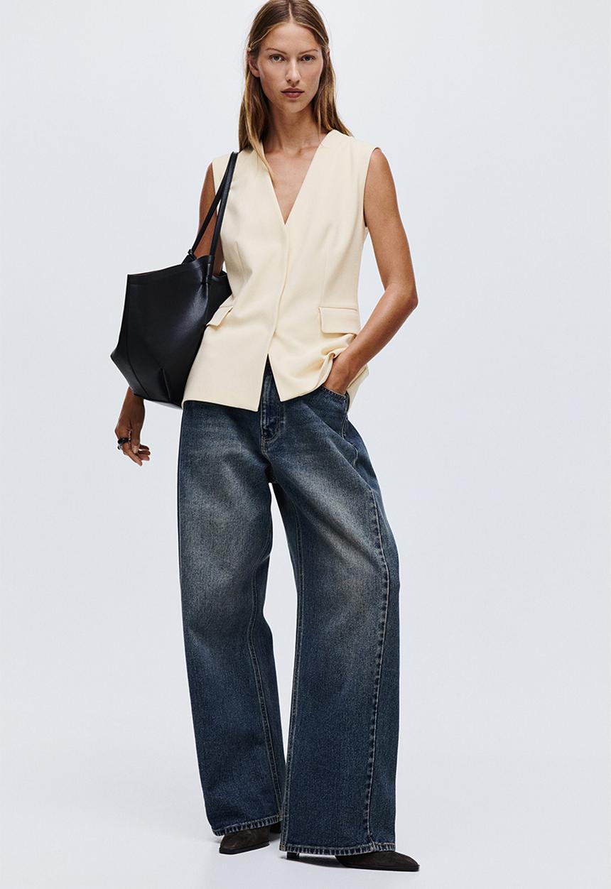 H&M - Long waistcoat - cream