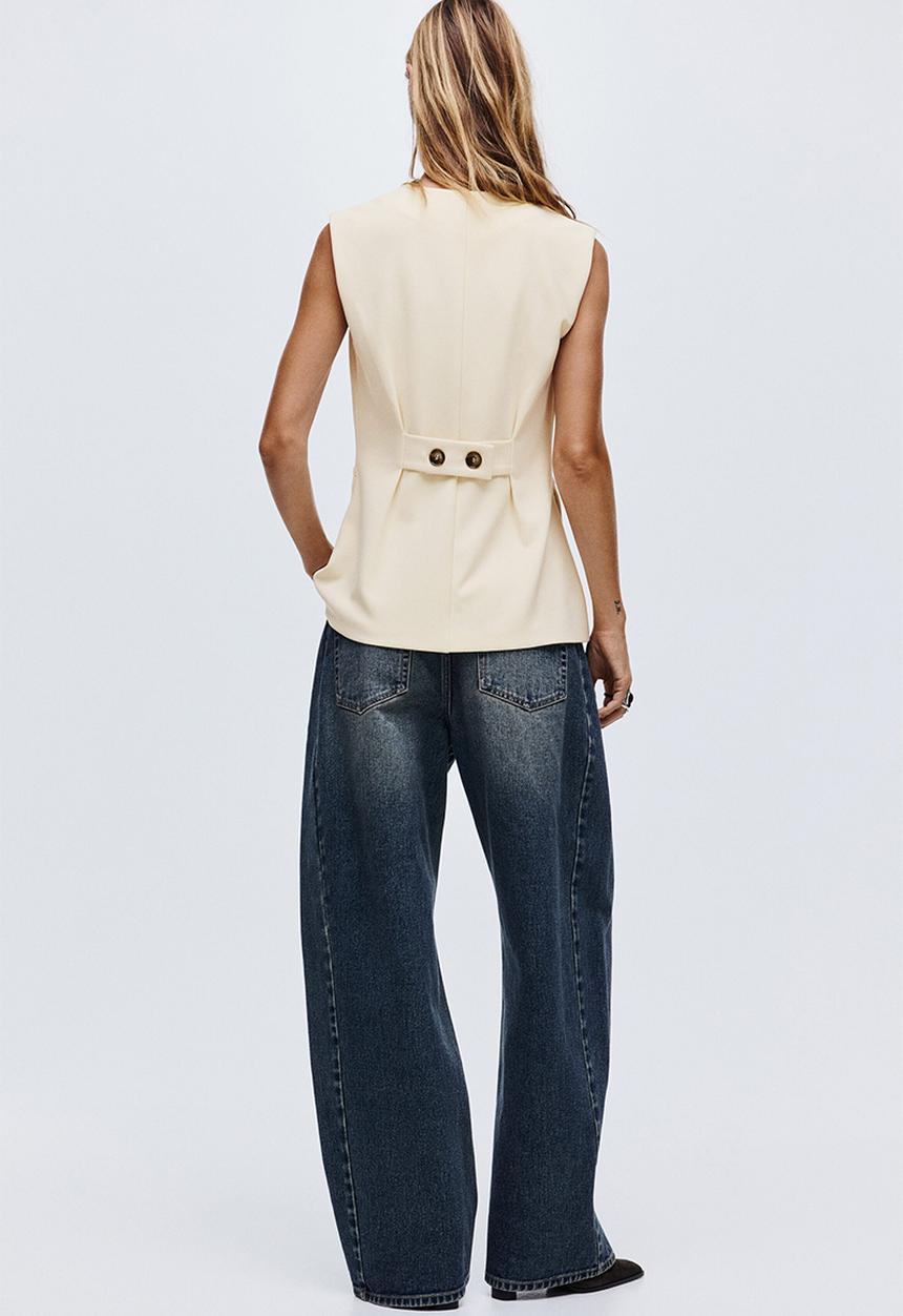 H&M - Long waistcoat - cream