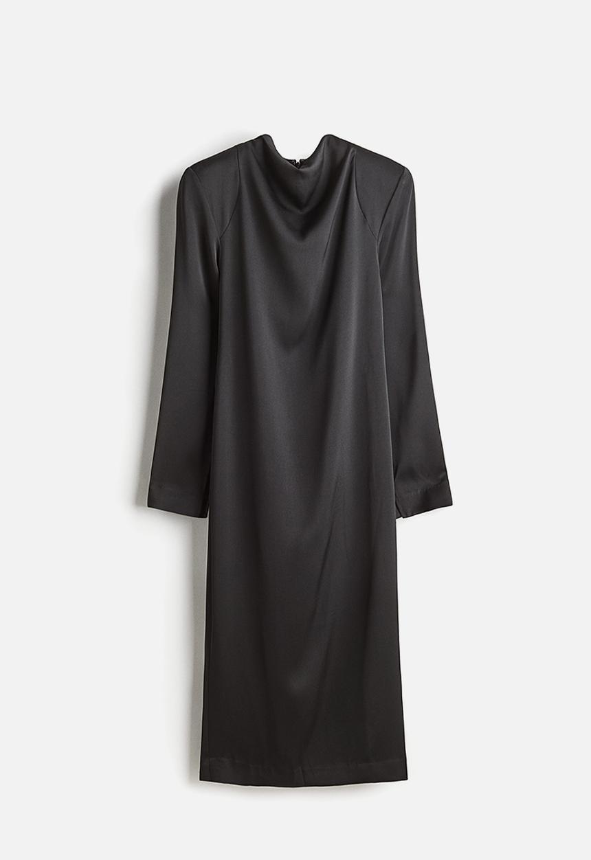 H&M - Cowl-neck satin dress - black