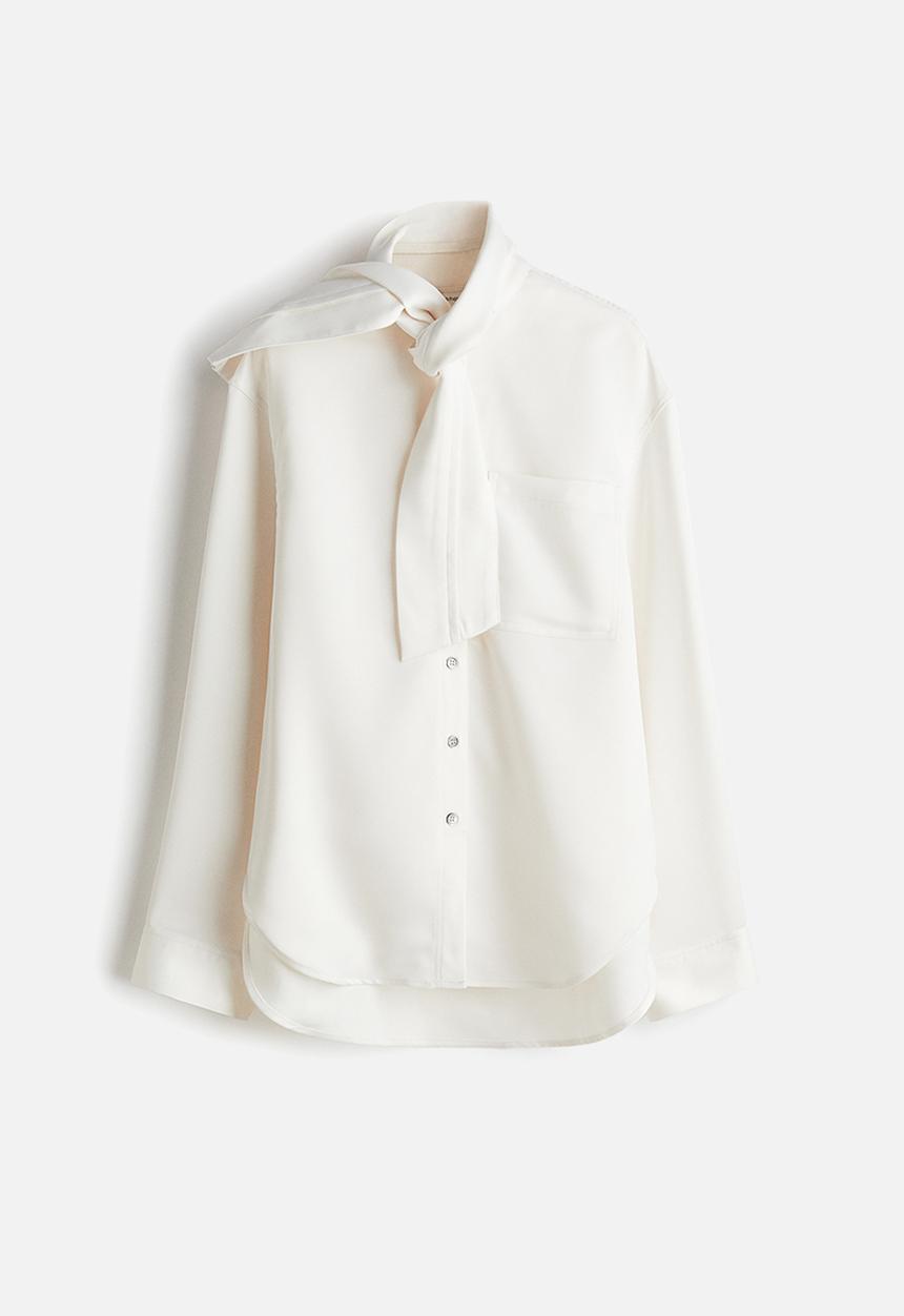 H&M - Bow-collar blouse - white