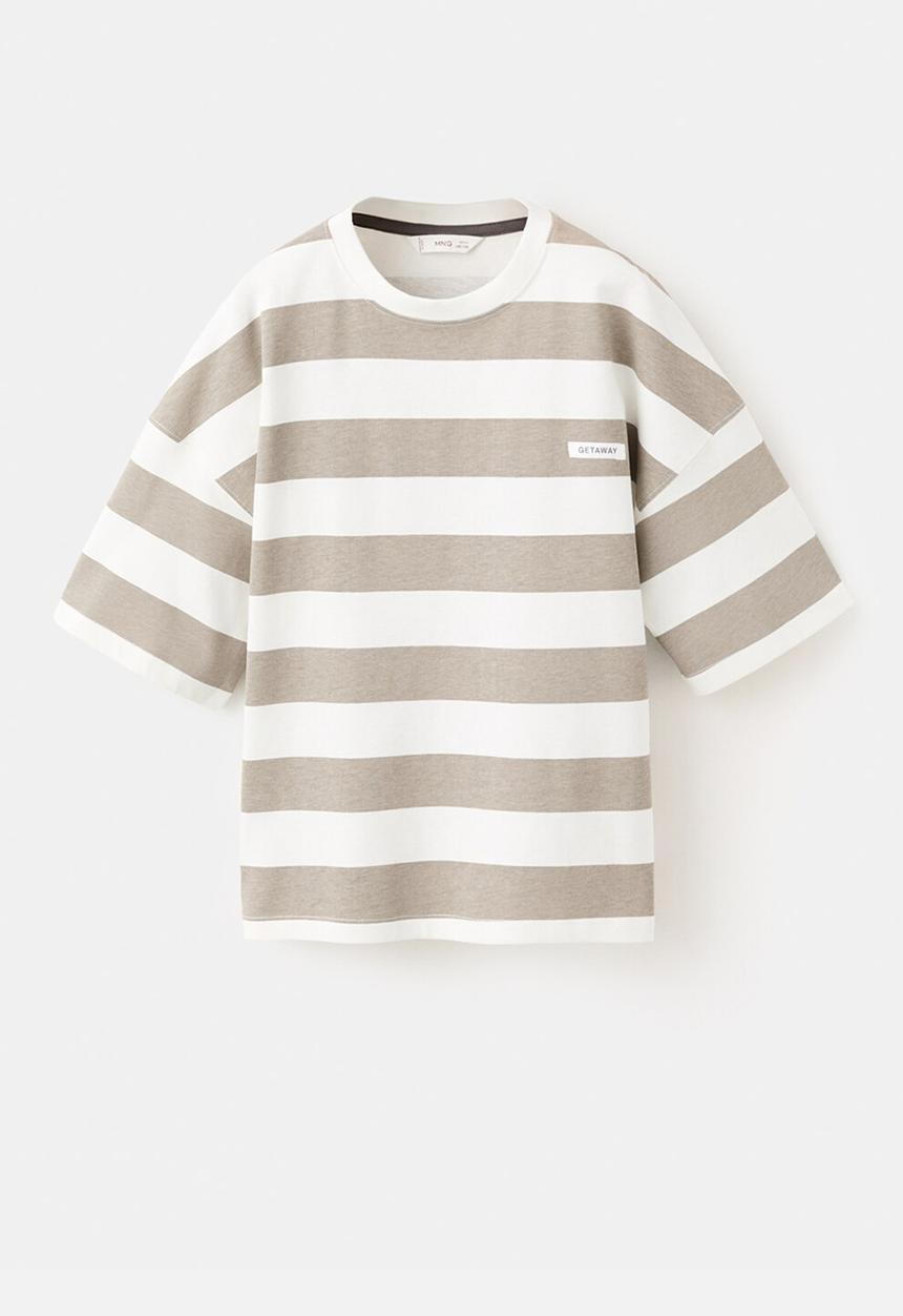 MANGO - T-shirt Eget -medium brown