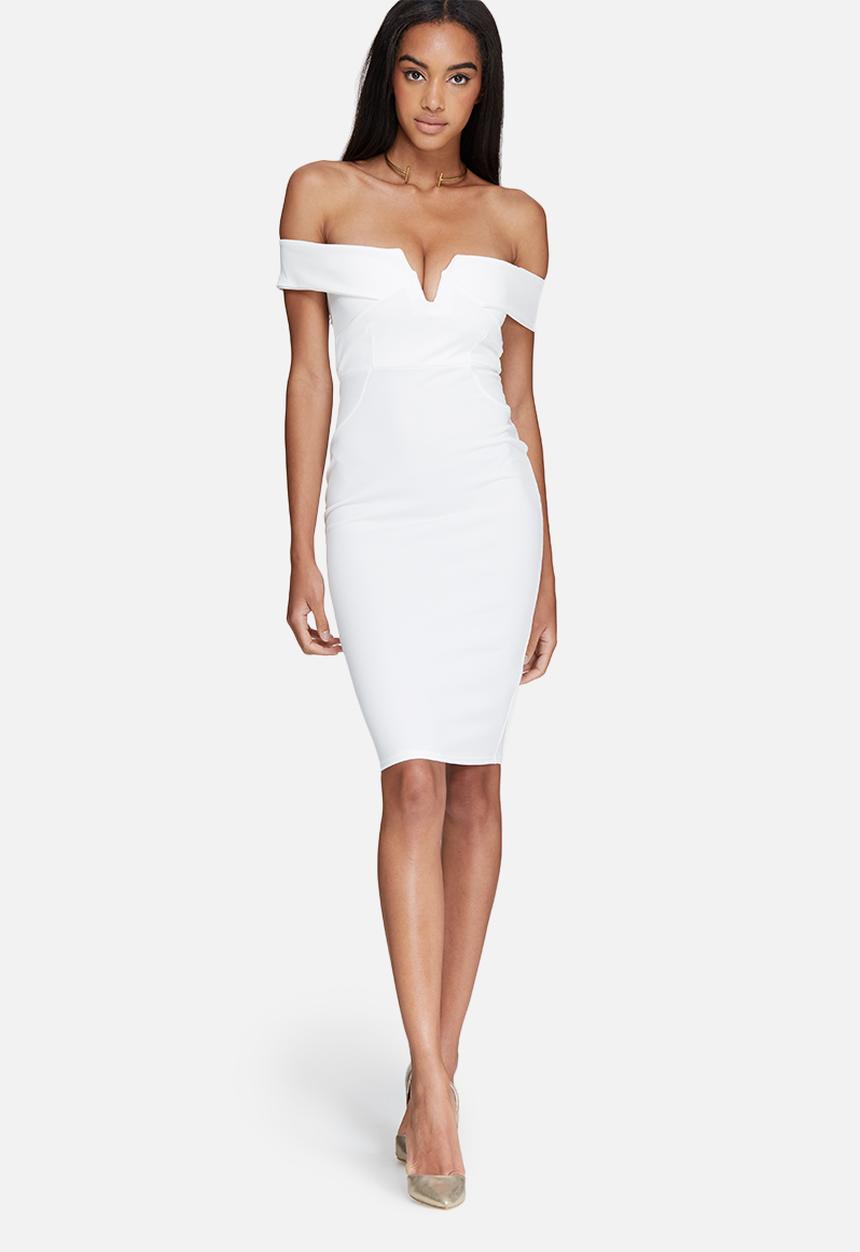 Missguided - V-neck bardot midi dress