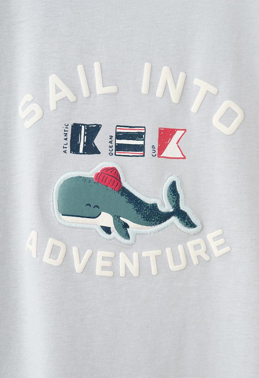 MANGO - T-Shirt FWHALE - Light/Pastel Blue