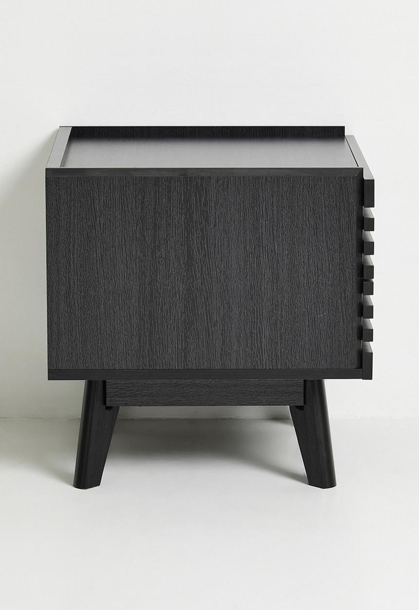Sixth Floor - Slatted Bedside Table Set of 2 - Black