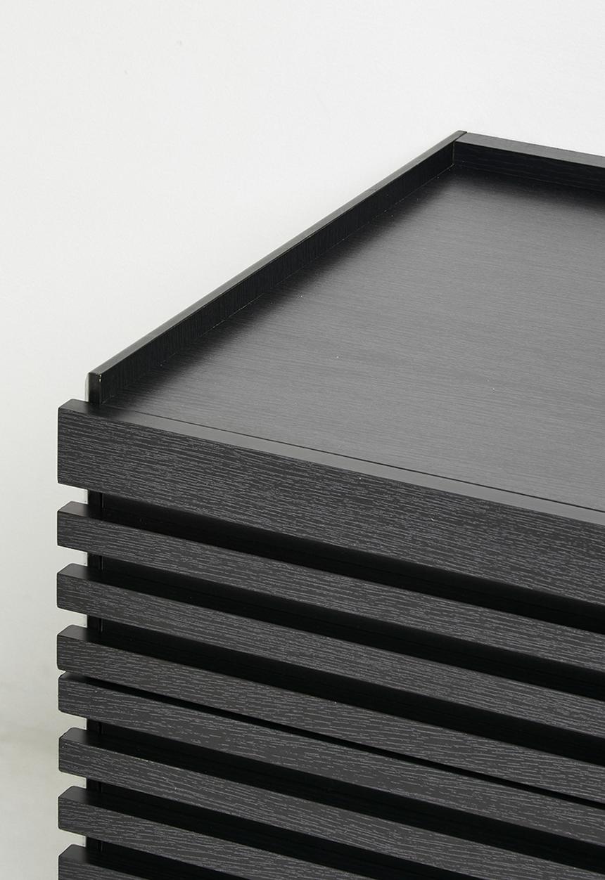 Sixth Floor - Slatted Bedside Table Set of 2 - Black