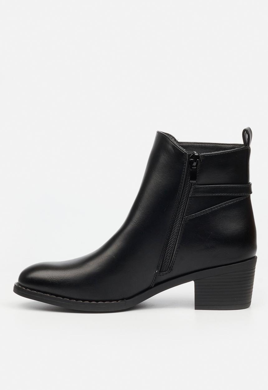 Miss Black - Brook 1 gold buckle ankle boot - black