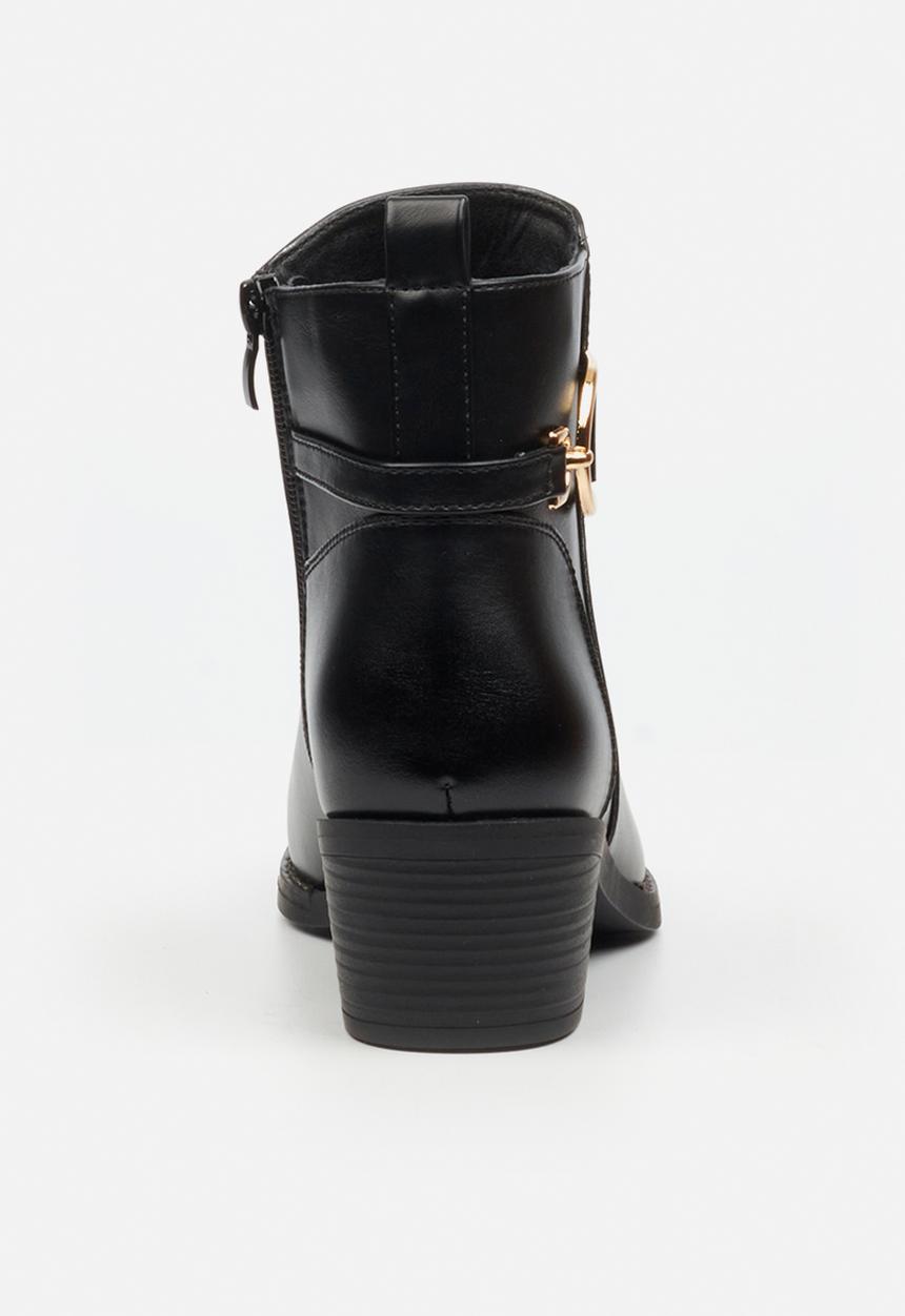 Miss Black - Brook 1 gold buckle ankle boot - black