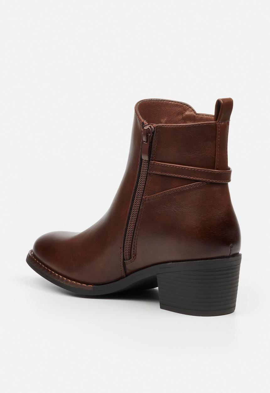 Miss Black - Brook 1 gold buckle ankle boot - chocolate