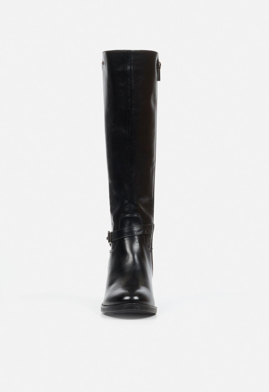 Miss Black - Earth 1 gold buckle stretch rider boot - black