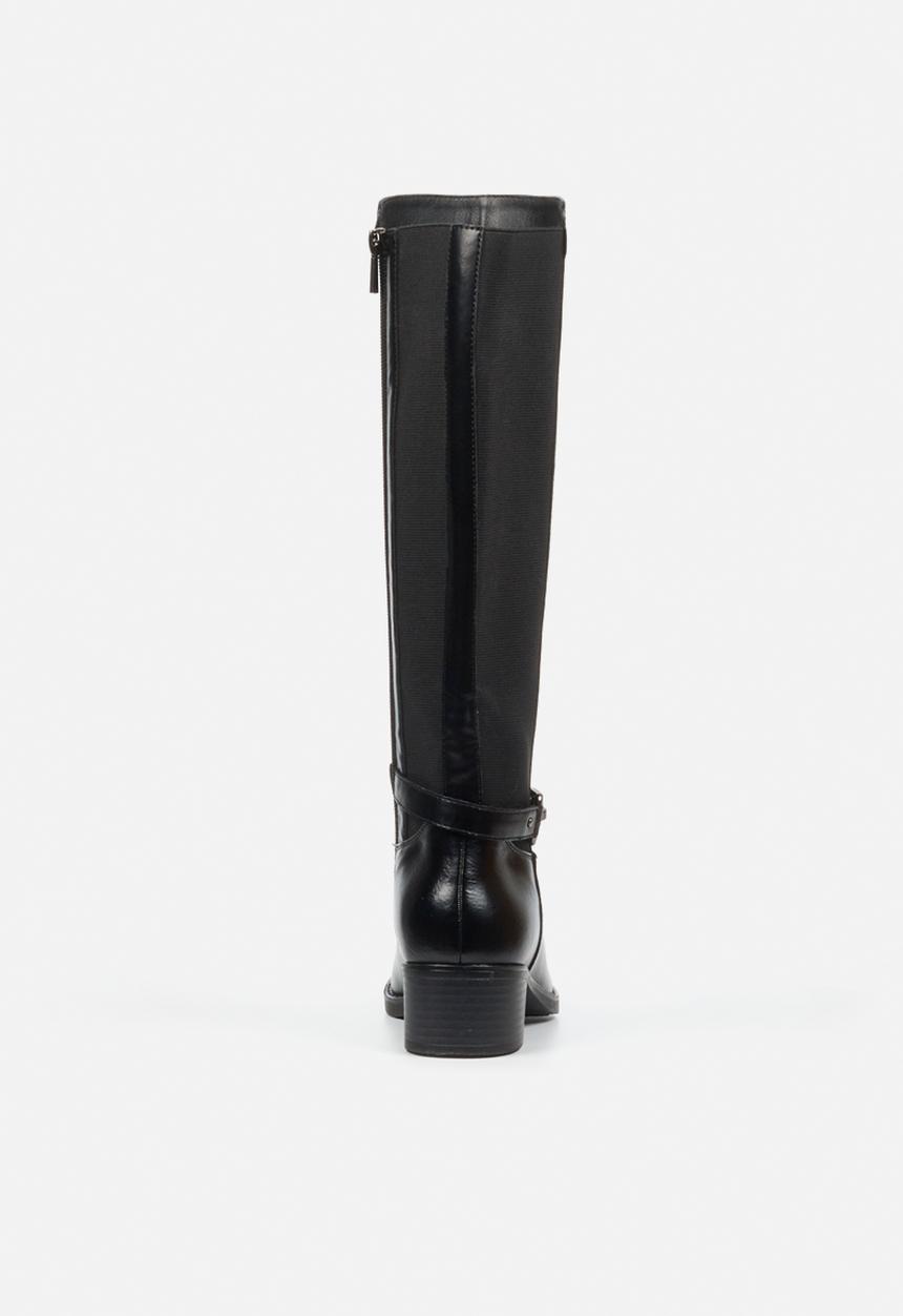 Miss Black - Earth 1 gold buckle stretch rider boot - black