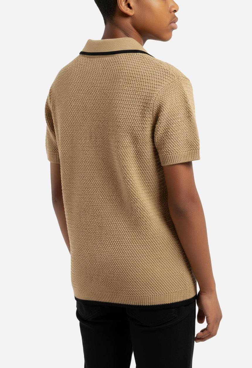 POLO - Boys Sipho Knitted Ss Golfer - Camel