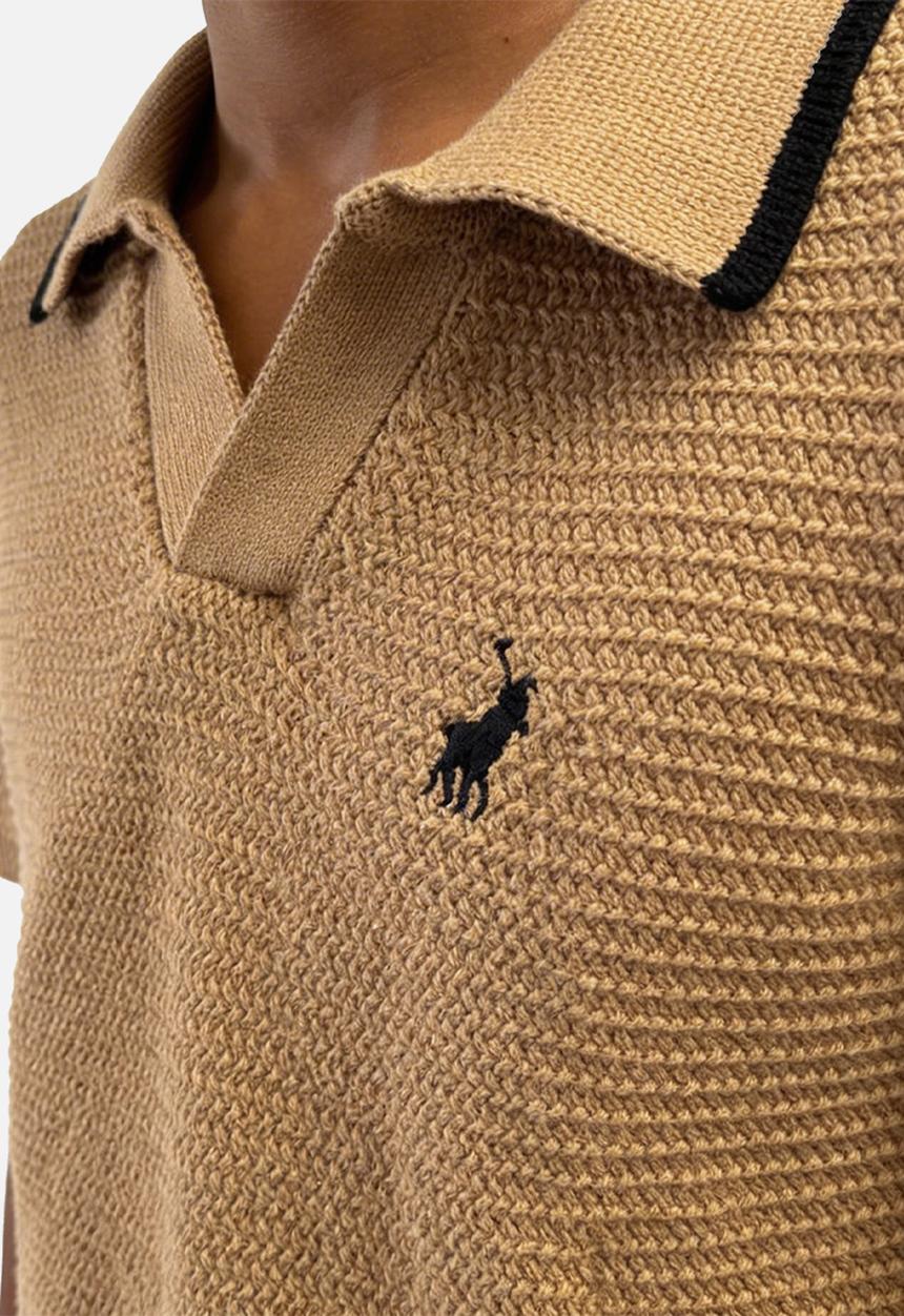 POLO - Boys Sipho Knitted Ss Golfer - Camel