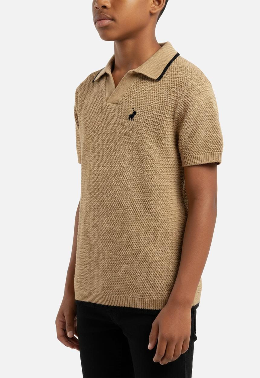POLO - Boys Sipho Knitted Ss Golfer - Camel