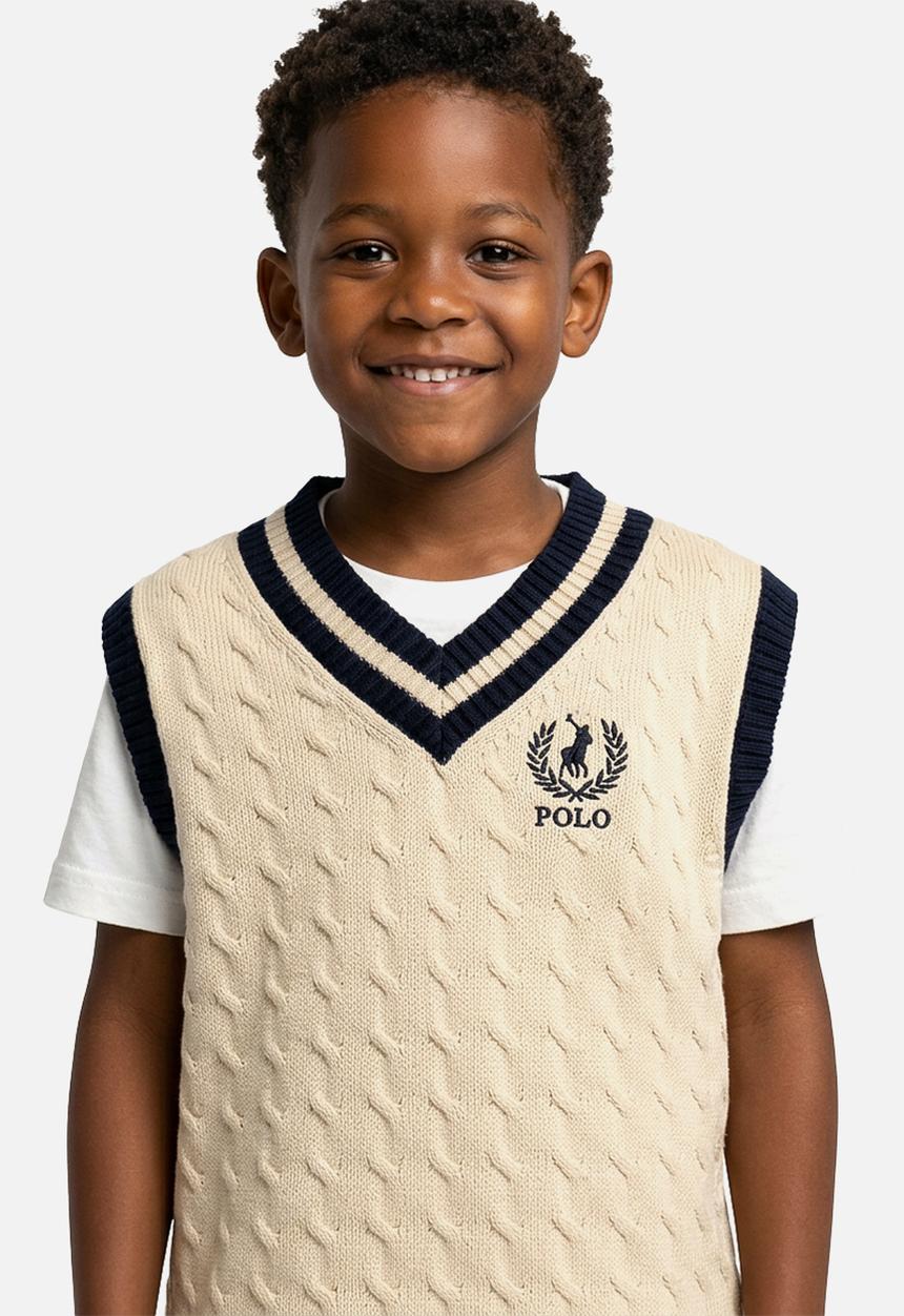 POLO - Boys Patrick Sleeveless Cable Knit - Birch