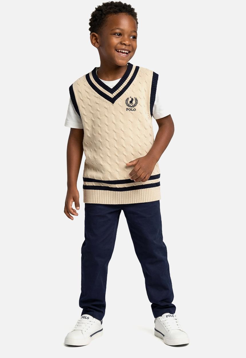POLO - Boys Patrick Sleeveless Cable Knit - Birch