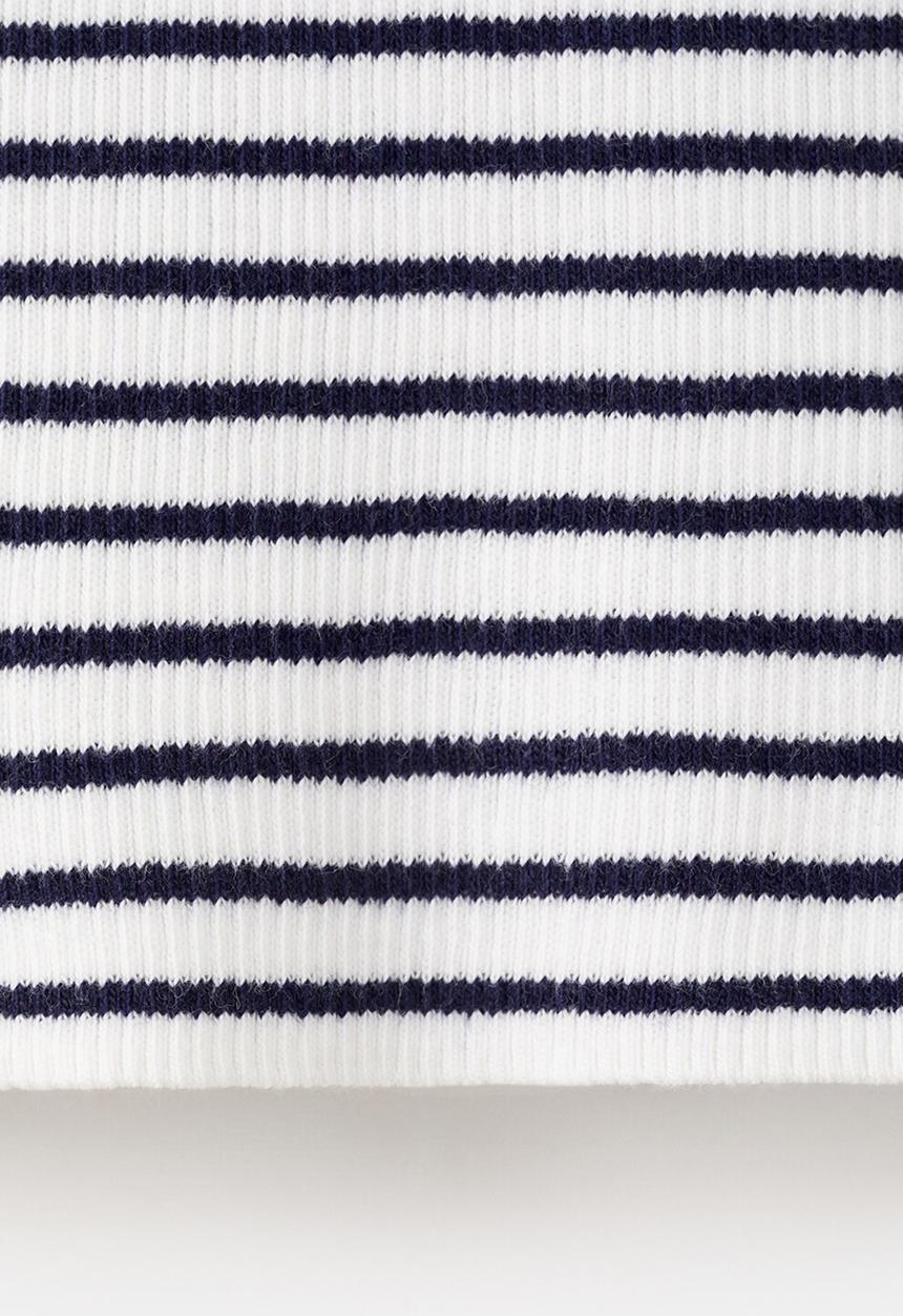 MANGO - Top LEAT - white & navy 