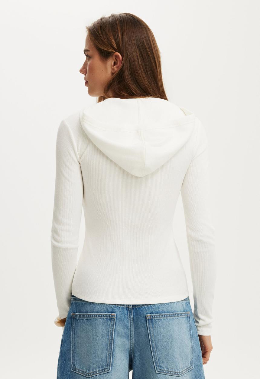 Cotton On - Hooded blake henley long sleeve - vintage white