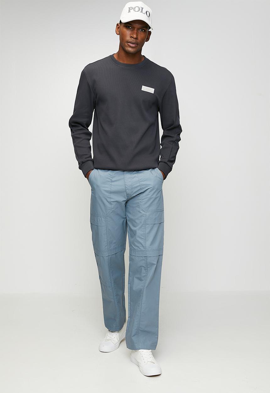 POLO - Thembeka Sport Long Sleeve Ribbed Sweat Top - Charcoal