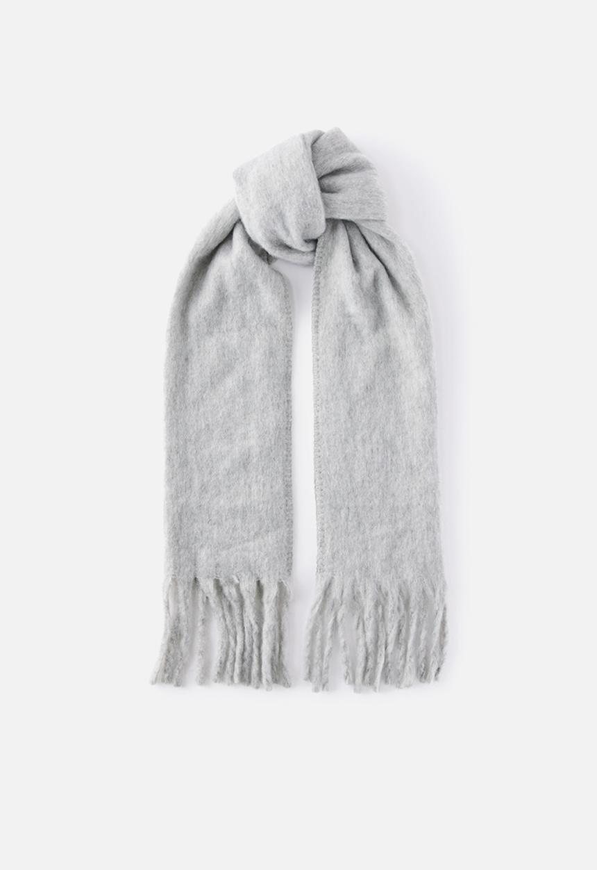 Rubi - Tassel scarf - grey marle/stitch