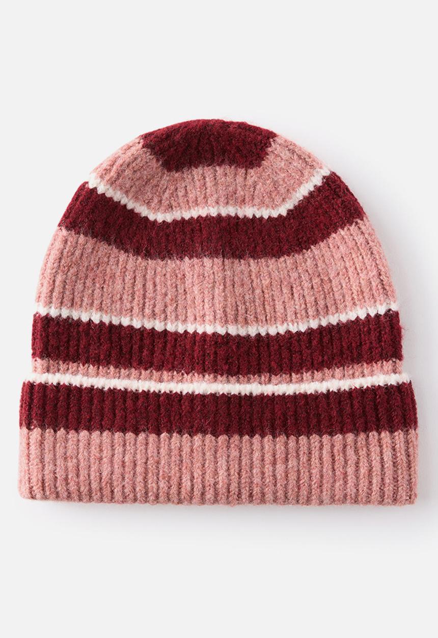 Rubi - Ribbed beanie - cherrywood stripe