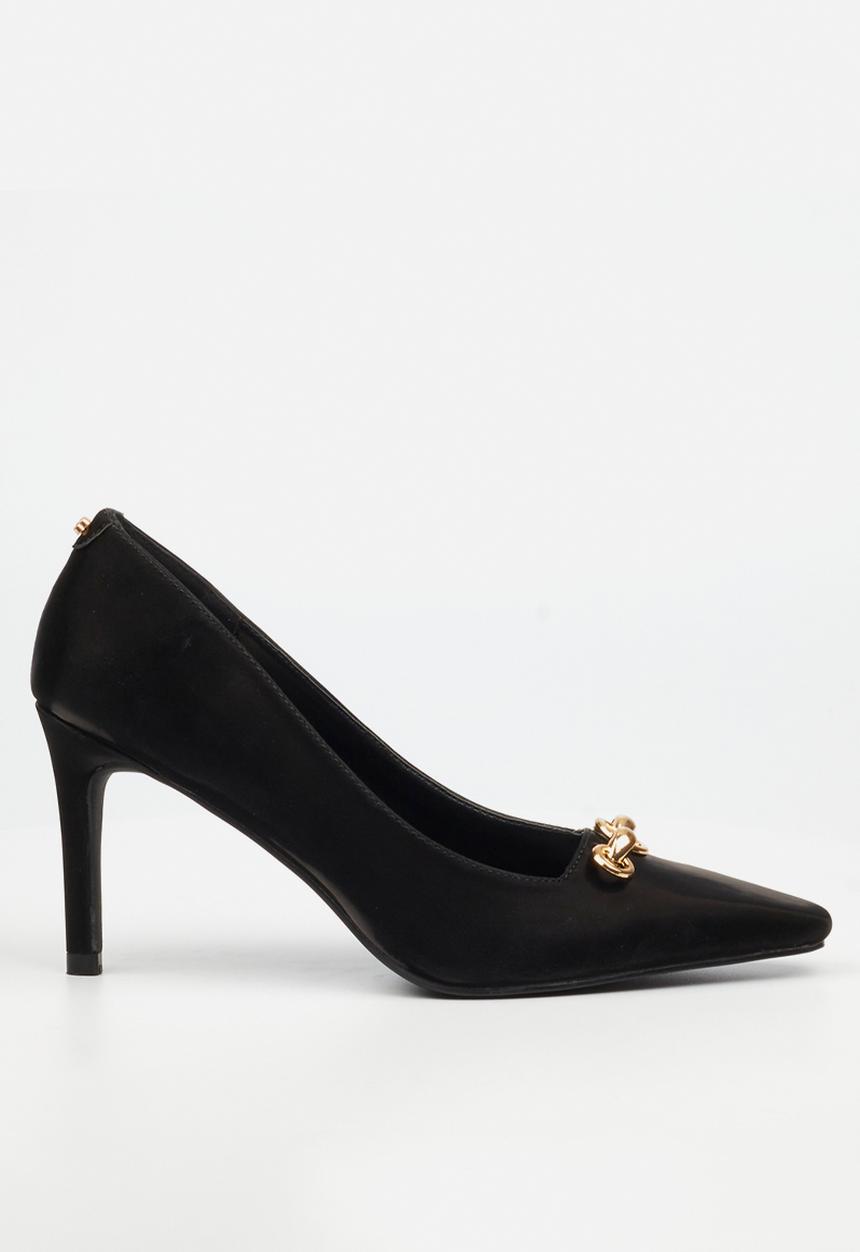 Miss Black - Tamara 2 gold chain heel - black