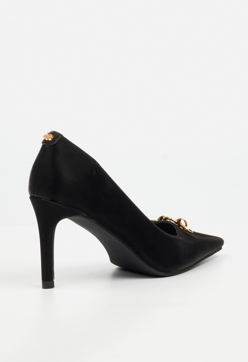 Miss Black - Tamara 2 gold chain heel - black