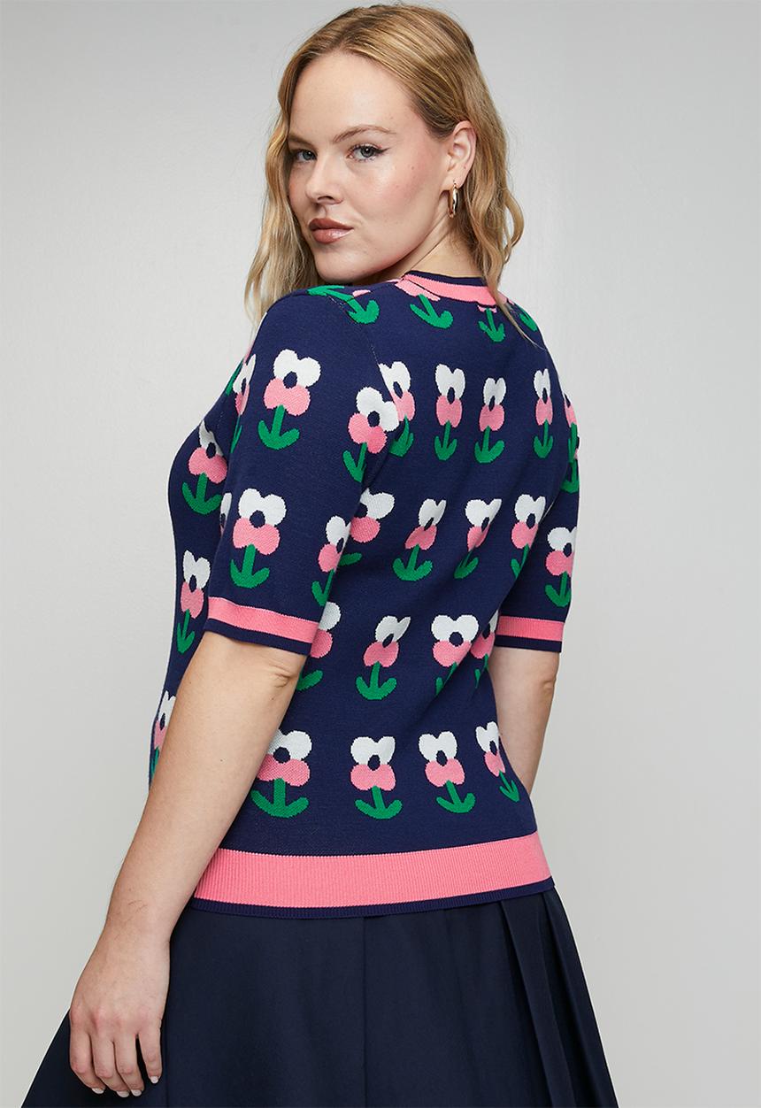 Me&B - Plus Knitwear Top in Tulip Novelty - Multi