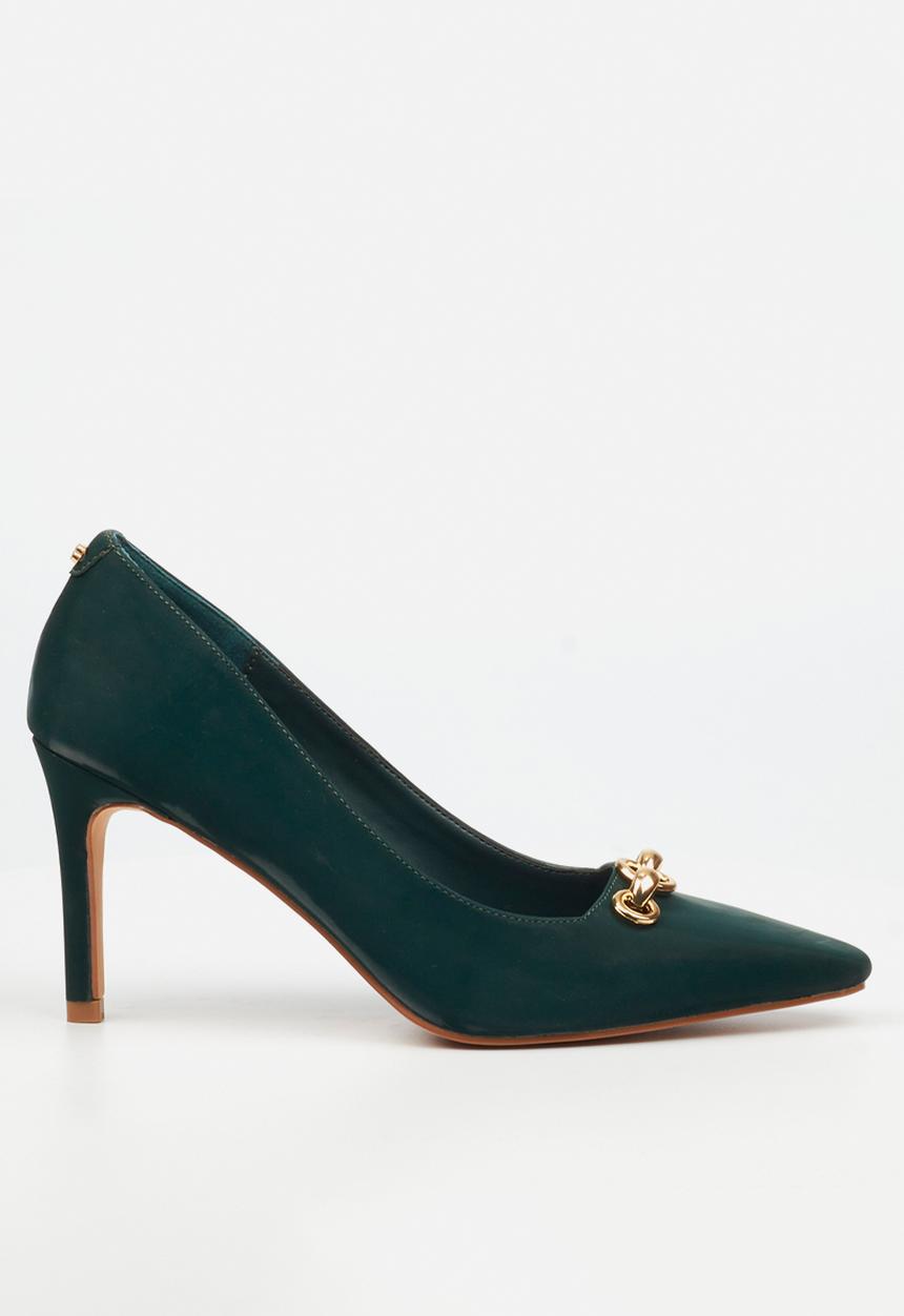 Miss Black - Tamara 2 gold chain heel - green