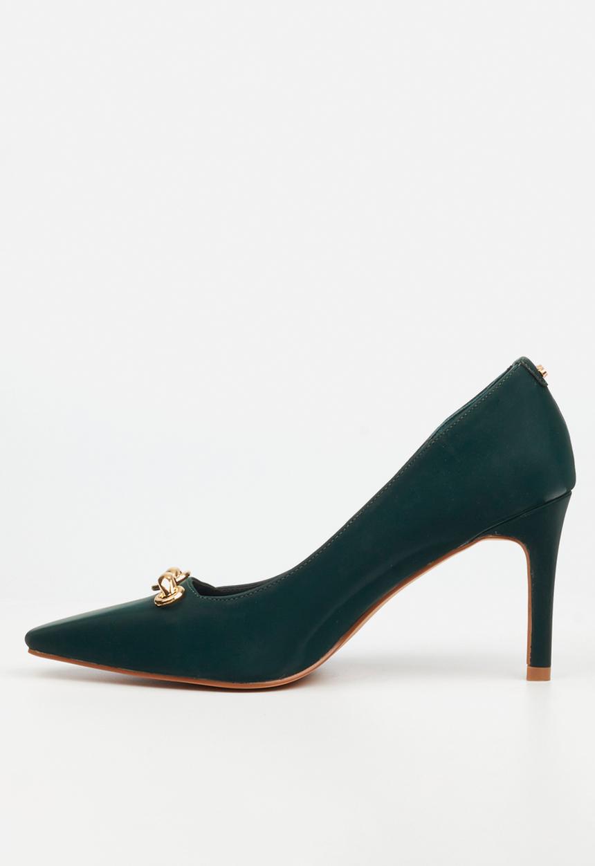 Miss Black - Tamara 2 gold chain heel - green