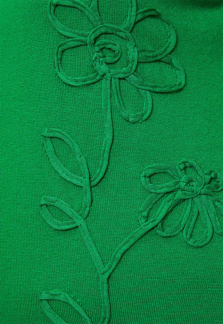 Me&B - Plus Cornelli Flower Sleeveless Vest - Green