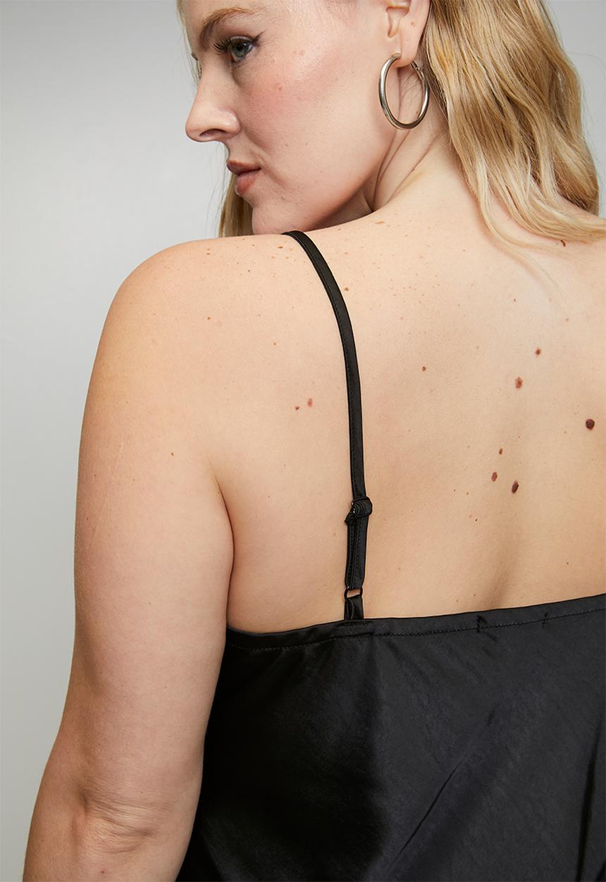 Plus Lace Satin Cami - Black