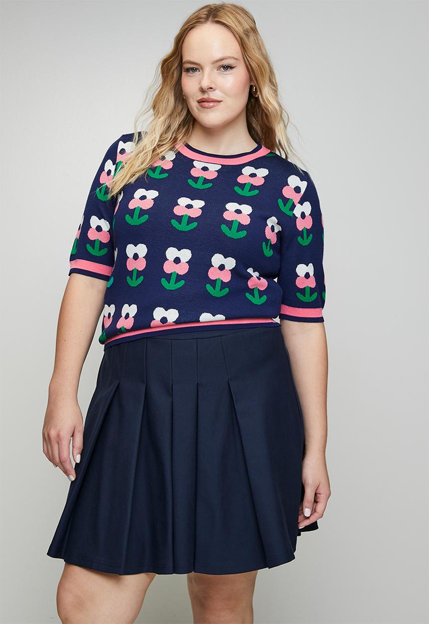 Me&B - Plus Ponti Mini Skirt - Ink