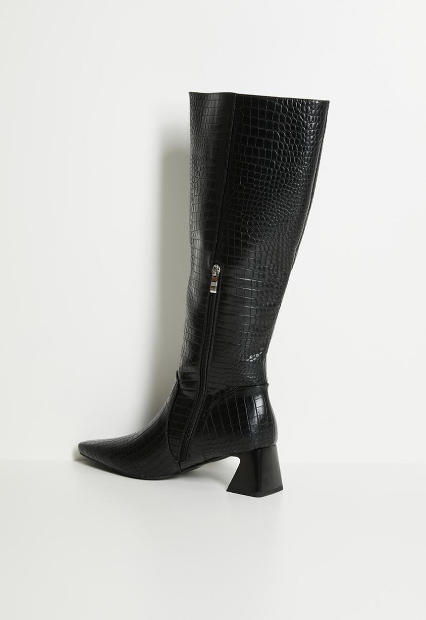 Raid London - Ondine knee length boot - black croc 