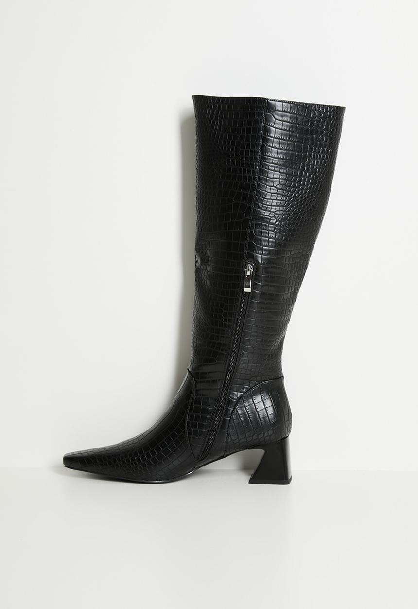 Raid London - Ondine knee length boot - black croc 