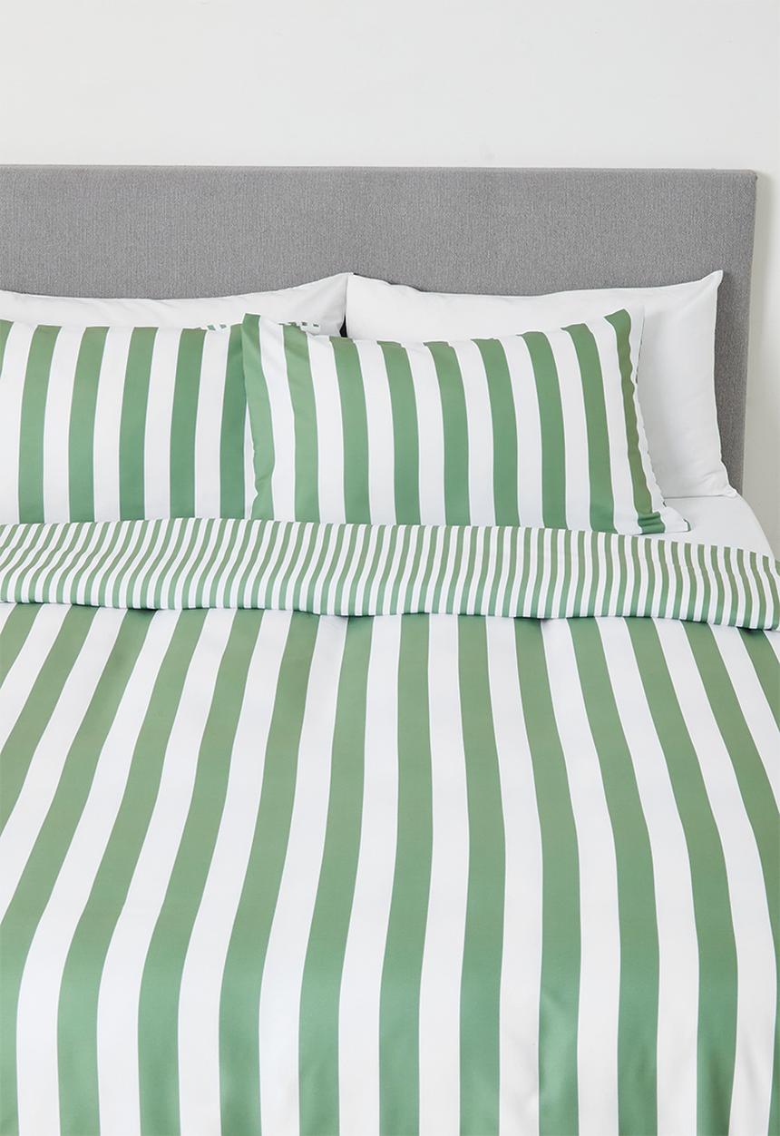 Sixth Floor - Stripe duvet cover - Sage